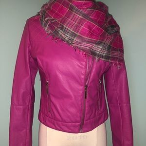 Hot pink faux leather jacket